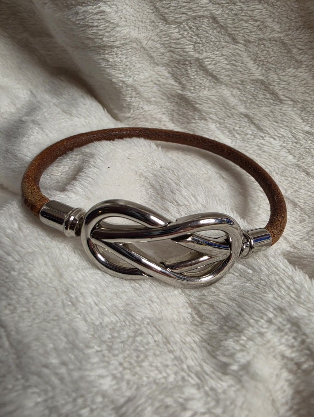 Hermes Atame Infinity Interlocking Leather Bracelet